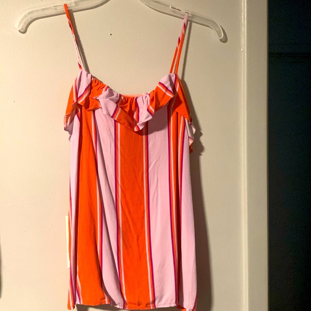 EUC Ruffled Striped Tank
